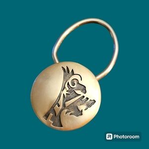 VTG BENNETT CW Sterling Silver Navajo Design Keyring Clip